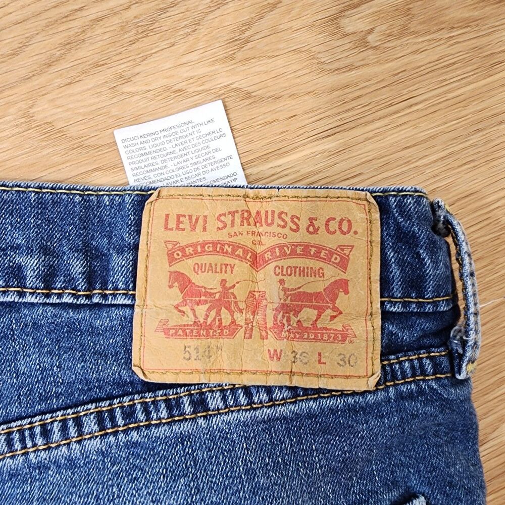 Levis 514 Slim Straight The Original Jeans Mens Size 36x30 Blue Dark Wash Cowboy - Picture 4 of 12